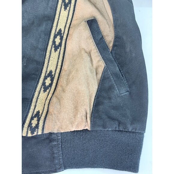 Vtg Scully Western Leather Suede Jacket Mens M Black Tan Zip Aztec - Picture 10 of 16